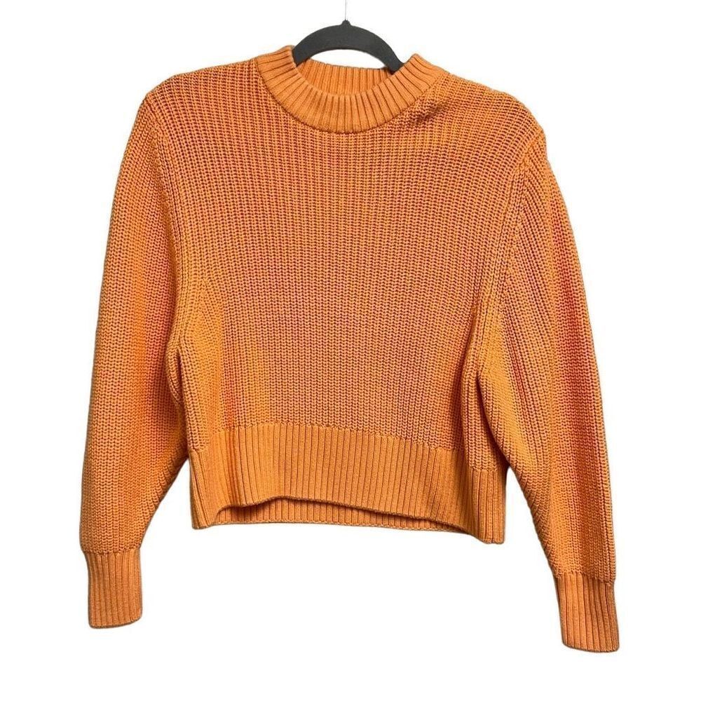 MONKI Orange Knit Crewneck Sweater Size XS